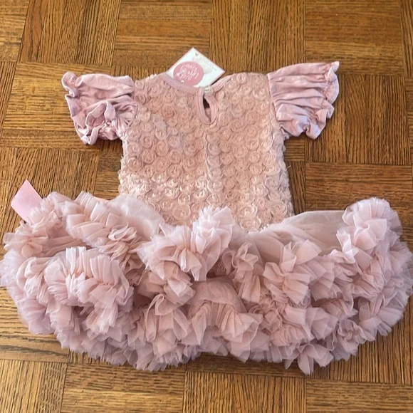 Krissy Kouture Pink Ruffled Baby Dress with Bow - Picture 5 of 6